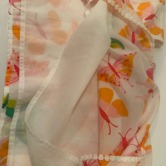 Lilly Pulitzer Women's Butterfly Blouse Flare Sleeves Crochet Trim Fairy Sz S - Picture 9 of 12